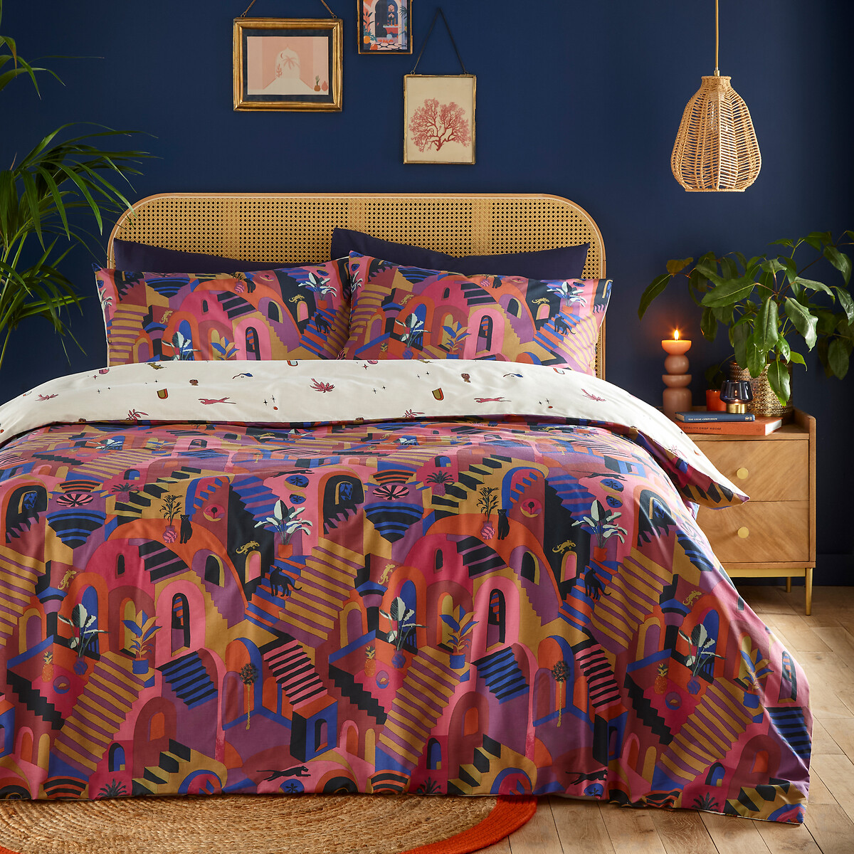 Eivissa Duvet Cover and Pillowcase Set magenta, FURN.