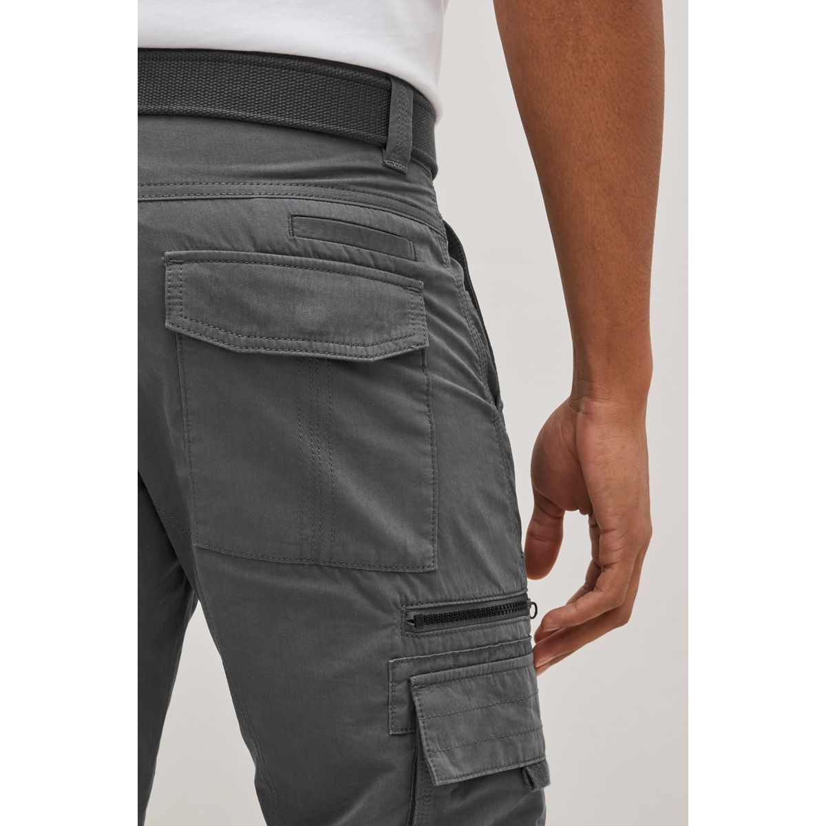 Pantalon cargo à ceinture coupe ample gris anthracite, NEXT