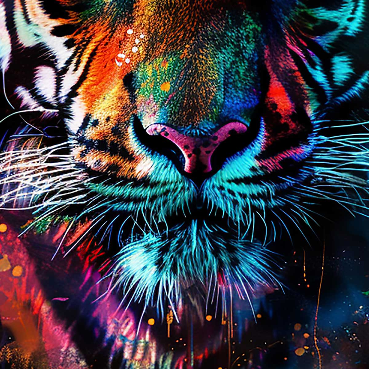 Tableau tigre couleurs vibrantes toile imprimée, HEXOA