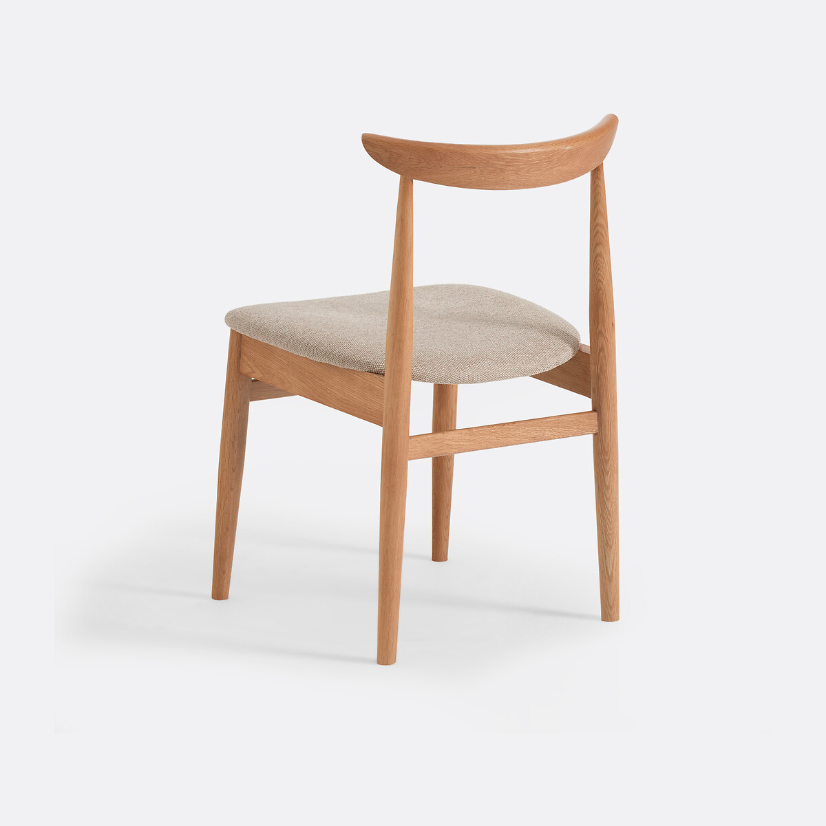Chaise en chêne massif, assise en tissu texturé, ELLIO coloris chêne, LA REDOUTE INTERIEURS