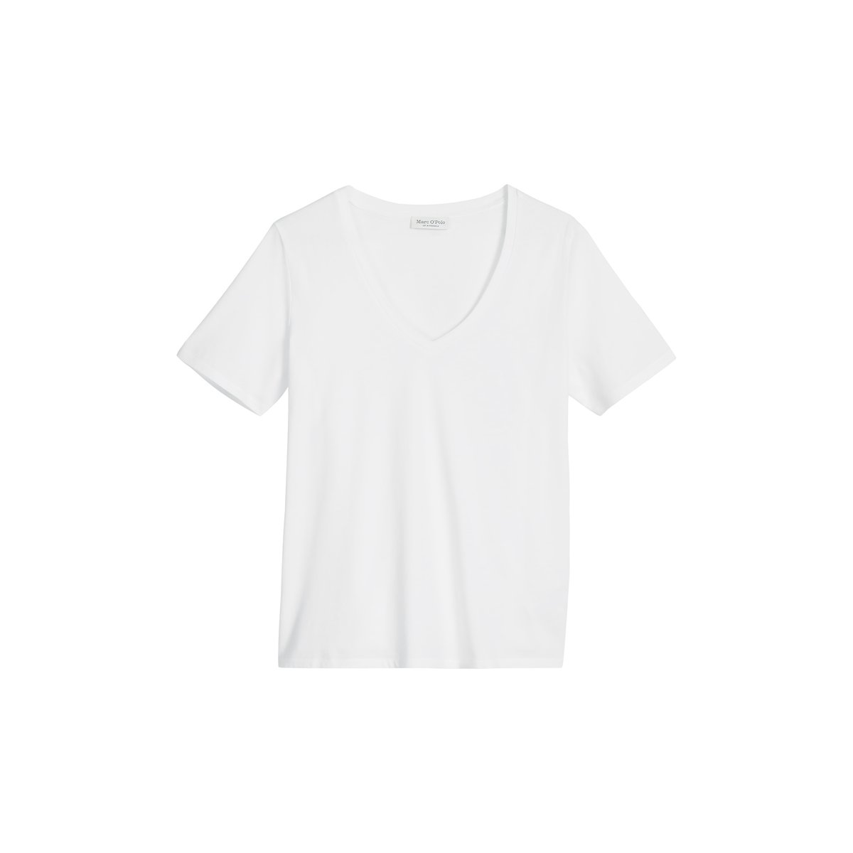 T-shirt classique à encolure en V en coton organique blanc, MARC O'POLO