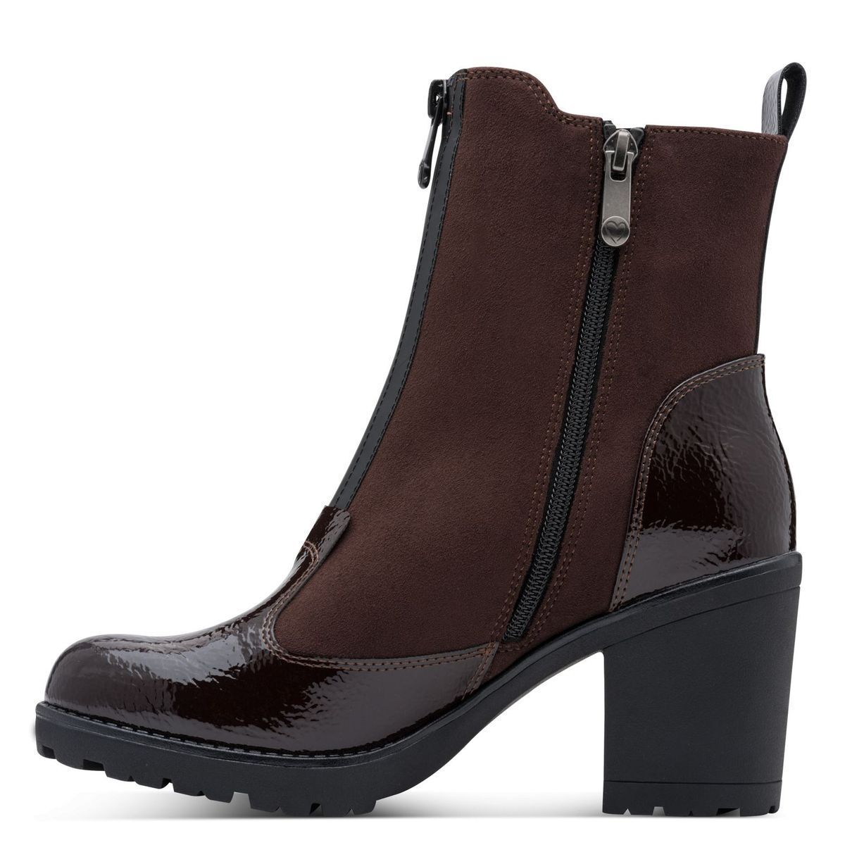 Bottine Chelsea talon bloc marron mocca combiné, MARCO TOZZI