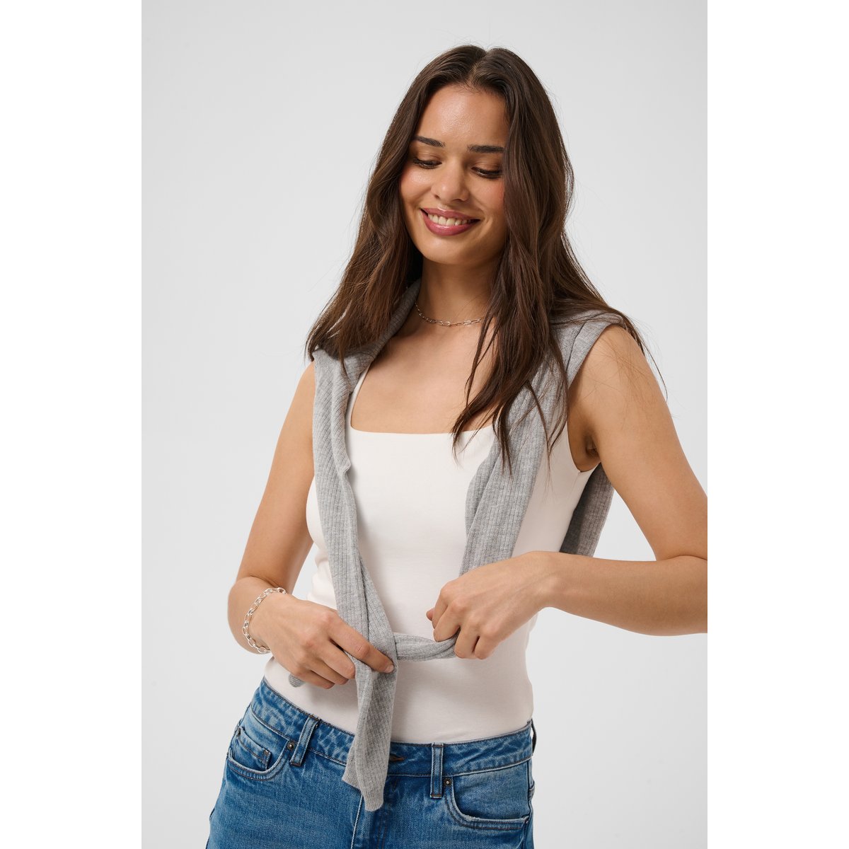 Jersey sans-manches blanc chalk, KAFFE