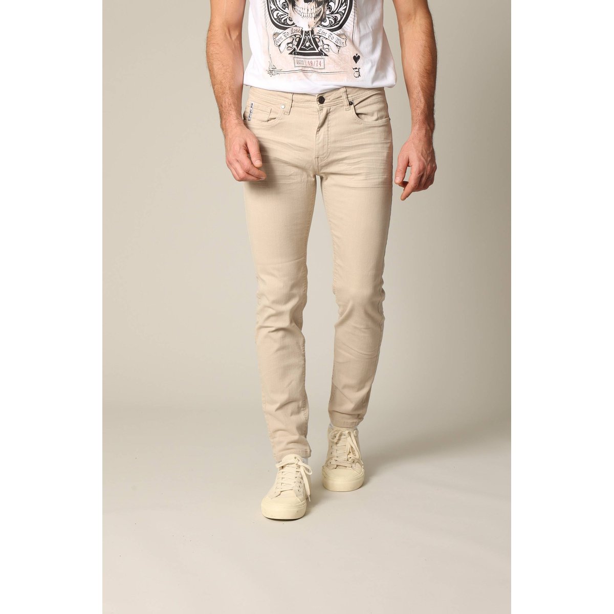 Pantalon greige en jeans avec braguette à fermeture à glissière CARLOS greige, DEELUXE