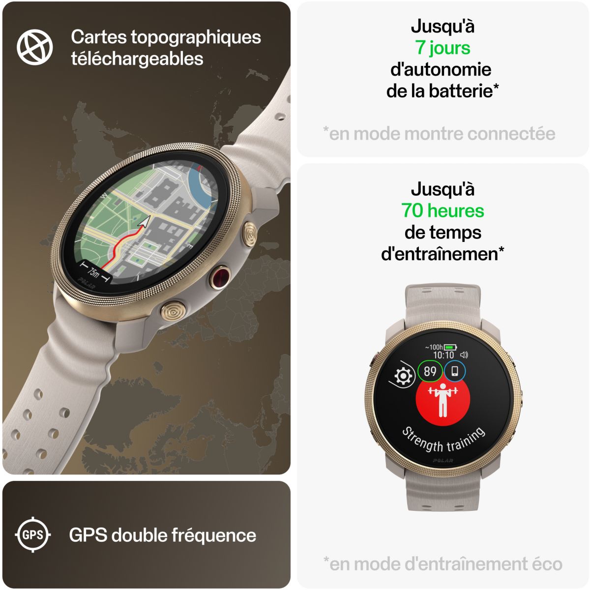 Montre sport Vantage M3 Biege Or S-L beige, POLAR
