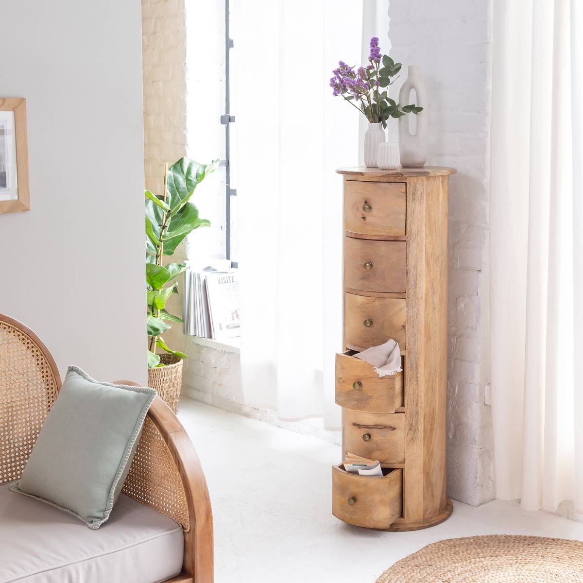 Chiffonnier en bois de manguier MAEVA bois clair, MADE IN MEUBLES 