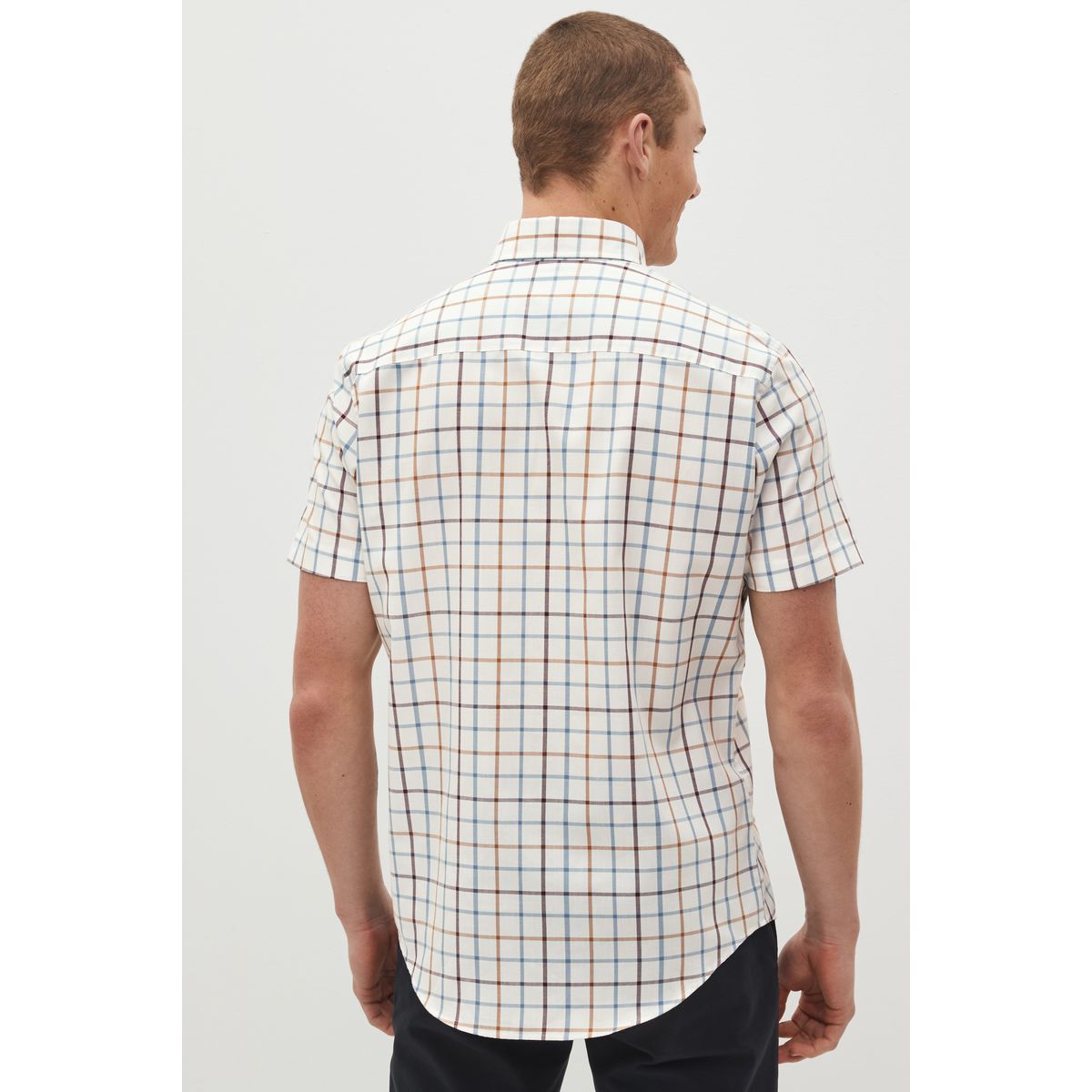 Chemise oxford boutonnée regular crème/bleu, NEXT