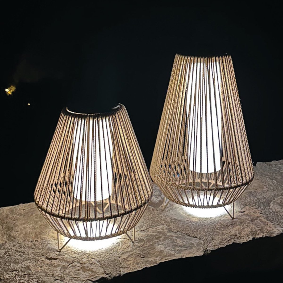 Lanterne solaire rechargeable SALOMEA SMALL beige, LUMISKY