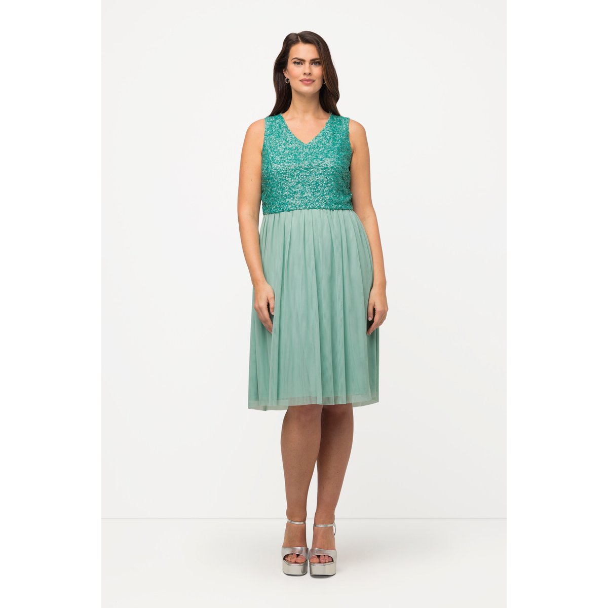 Robe midi à paillettes, sans manches gris turquoise, ULLA POPKEN
