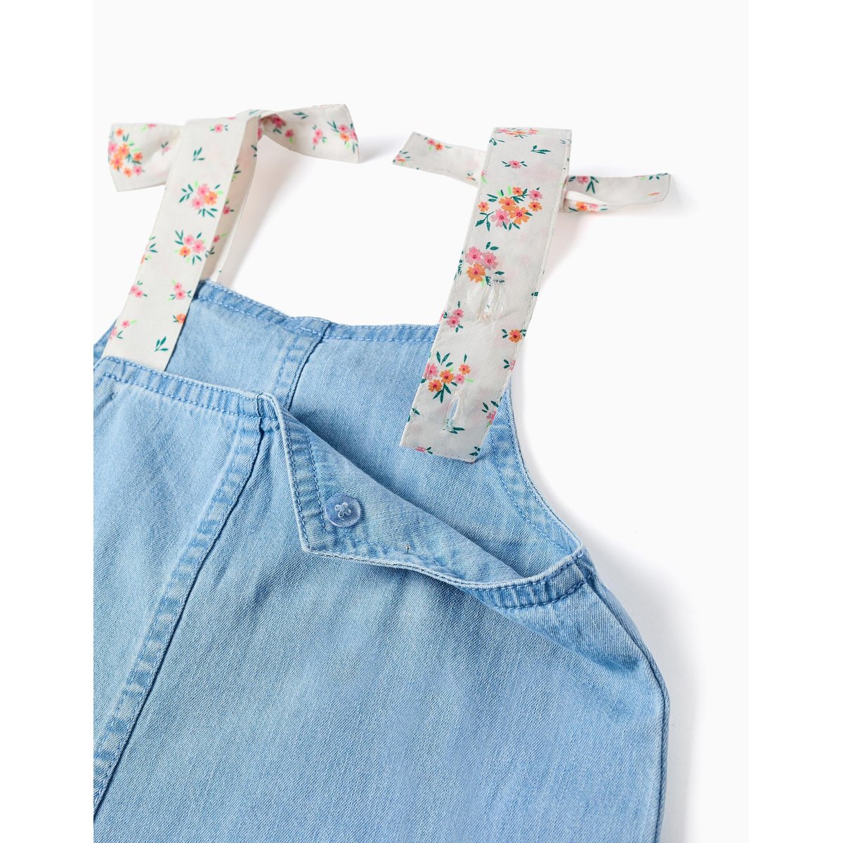 Combishort en jean avec bretelles à motif floral bleu, ZIPPY