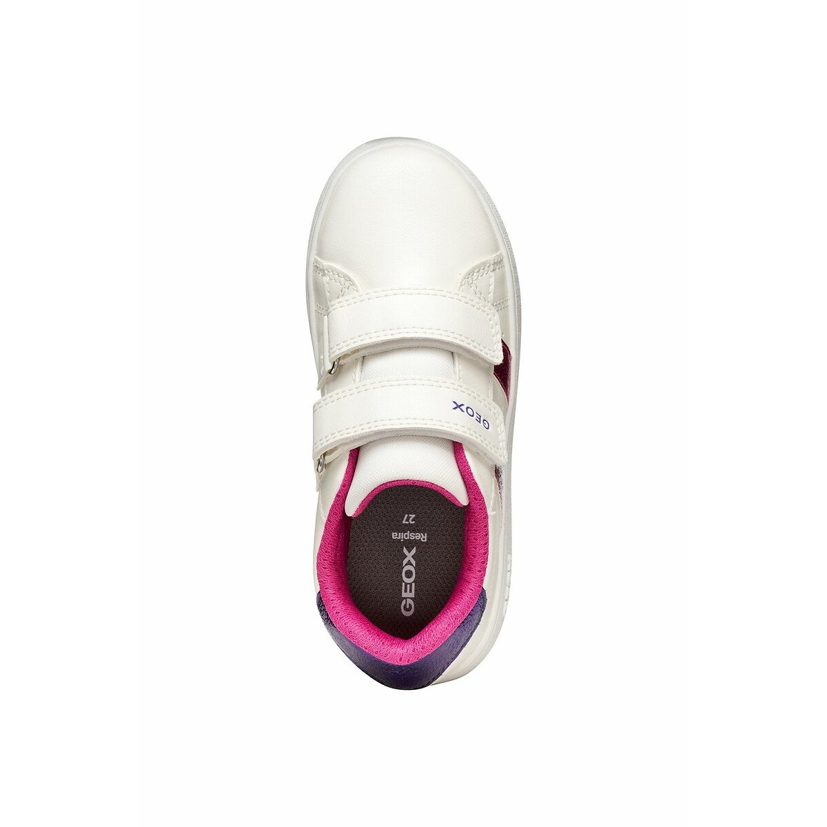 Kids Eclyper Breathable Trainers with Touch 'n' Close Fastening white/fuchsia, GEOX