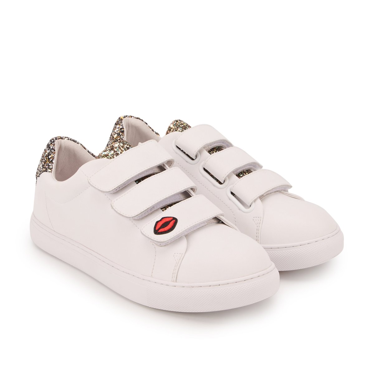 Baskets En Cuir Edith Glitters blanc, BONS BAISERS