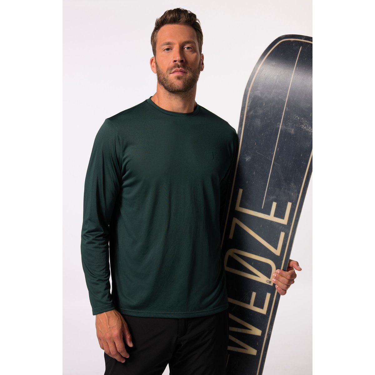 Maillot de corps de ski à manches longues. vert minuit, JP1880