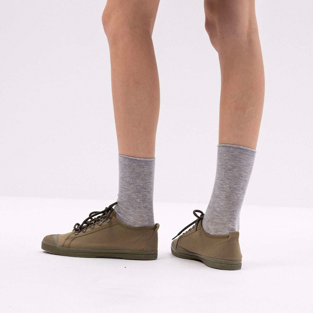 Tennis à lacets en coton recyclé COLORSOLE kaki, BENSIMON