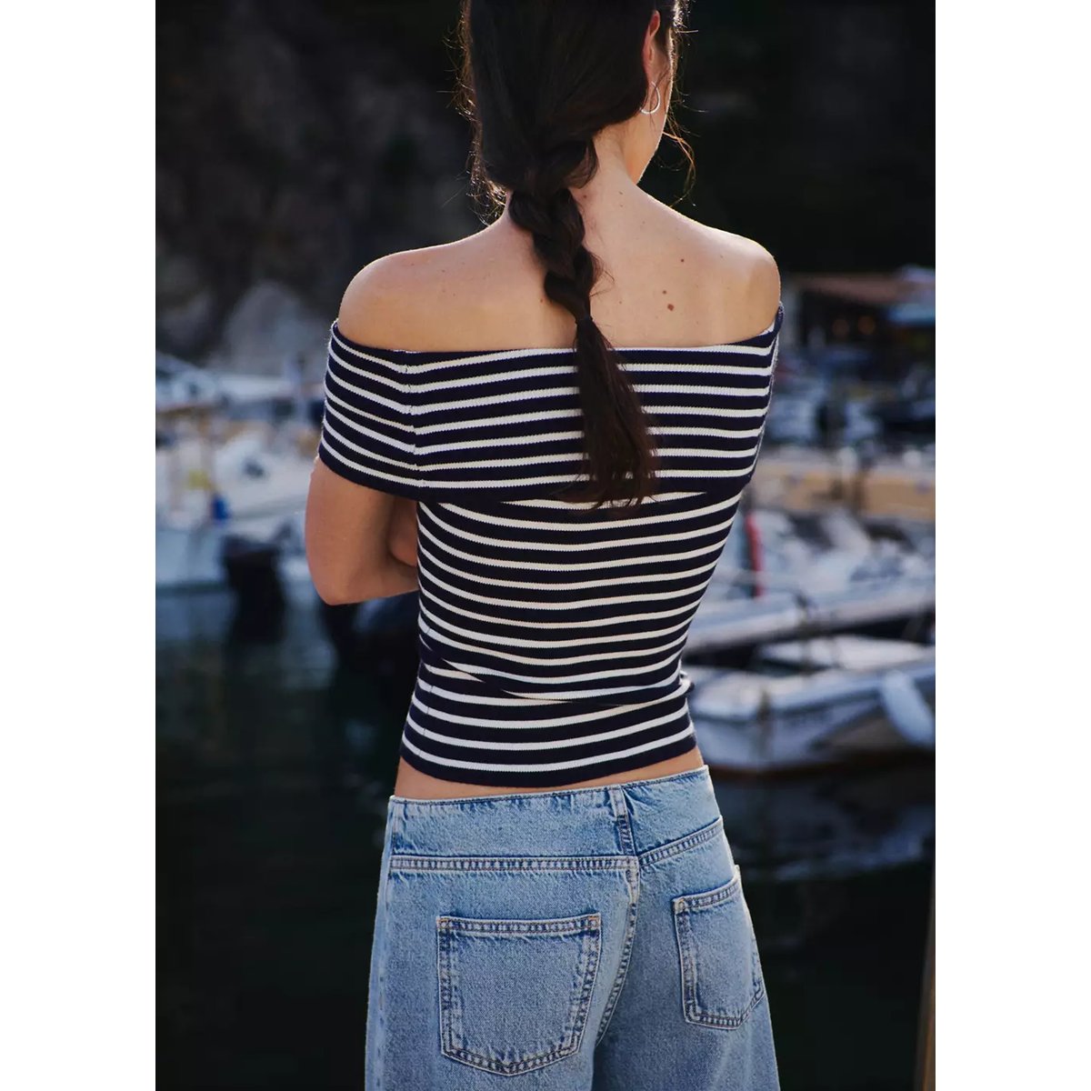 Top rayures col bateau bleu marine, MANGO TEEN