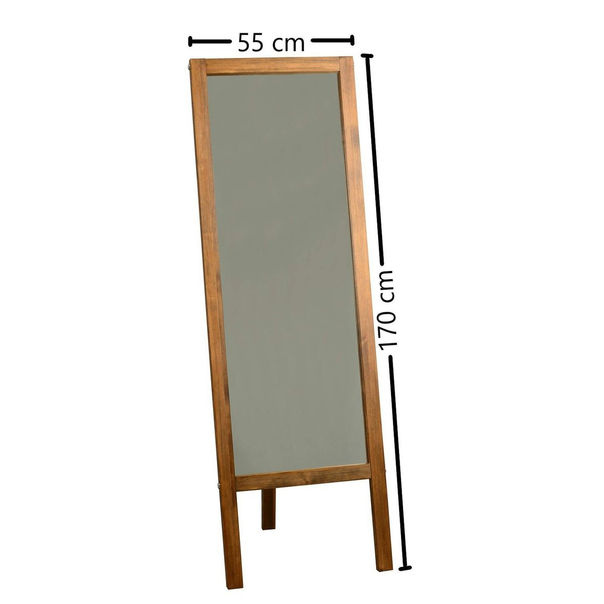 Miroir sur pied en bois avec crochets HILO bois brun, PIER IMPORT