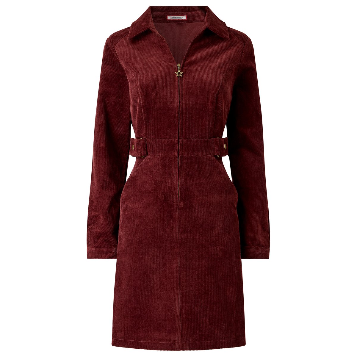 Robe en Velours Côtelé Zippée Devant Betsy rouge, JOE BROWNS