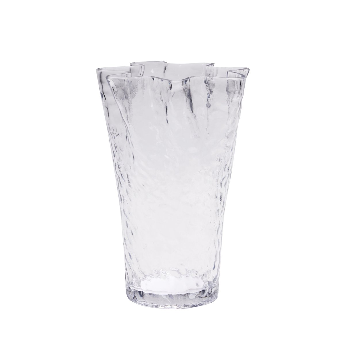 Vase en verre RUFFLE transparent, HUBSCH