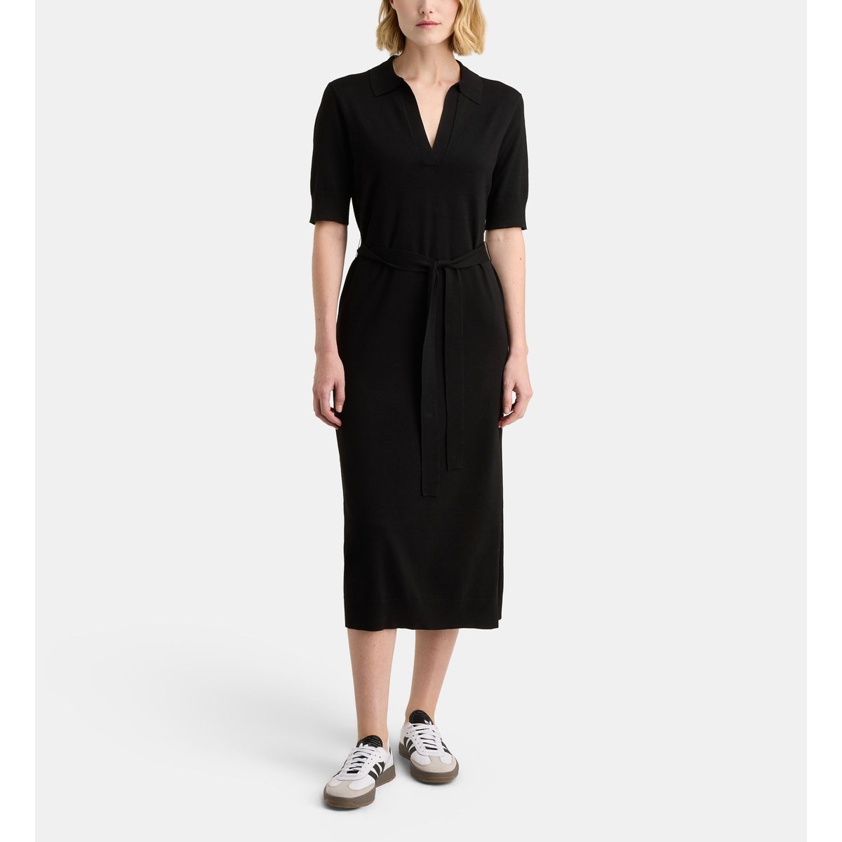 Robe midi nya polo dress droite ceinture noir, GALERIES LAFAYETTE