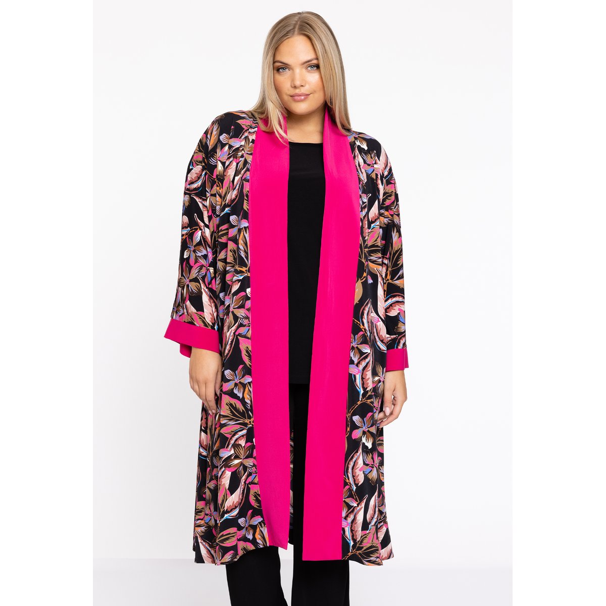 Kimono imprimé / imprimée floral noir, YOEK