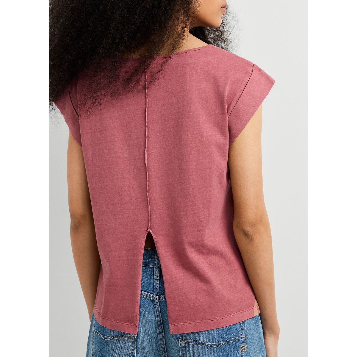 Camiseta de manga corta con cuello barco terracota, PEPE JEANS