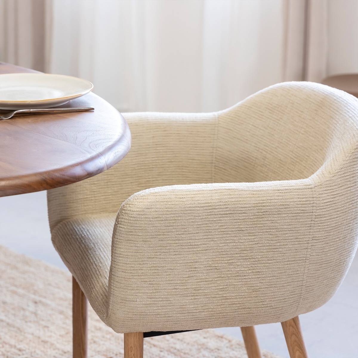 Lot de 2 chaises en tissu et bois SOLÈNE beige, MADE IN MEUBLES