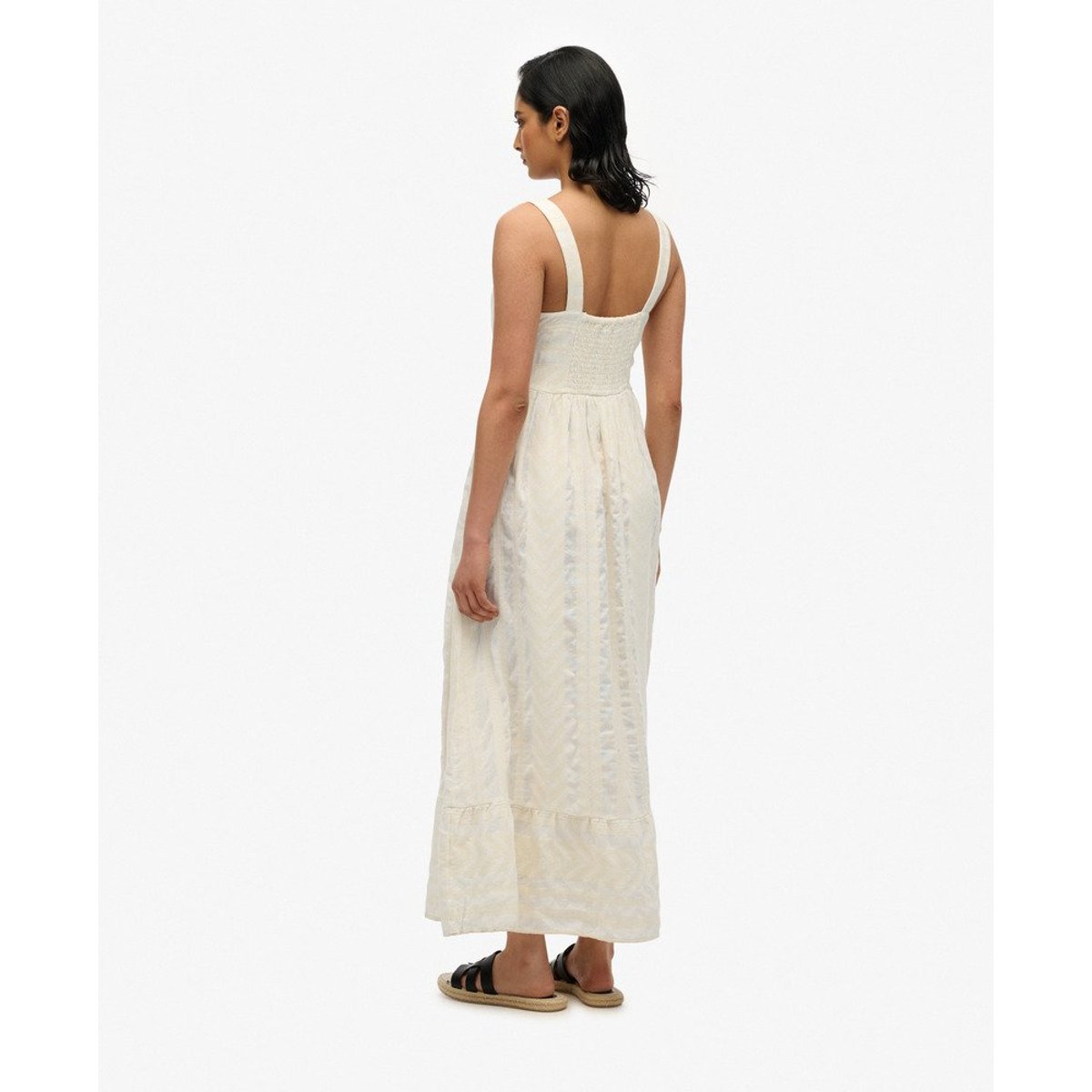 Robe longue à volants Statement écru poudré, SUPERDRY