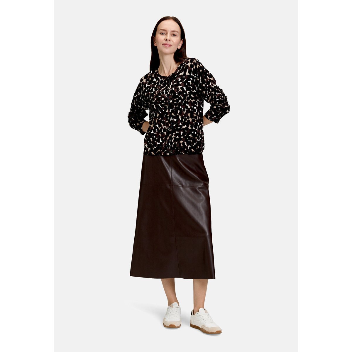 Cardigan en fine maille à manches tombantes marron/beige, BETTY BARCLAY