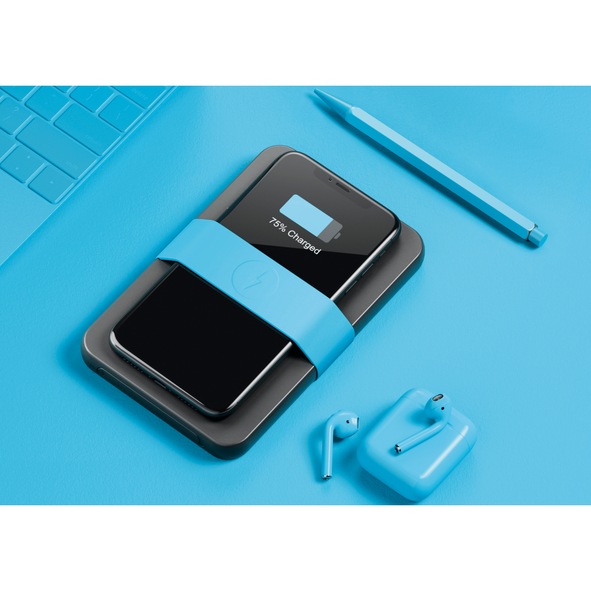 Batterie externe USB-C & charge sans-fil couleur unique, LIVOO