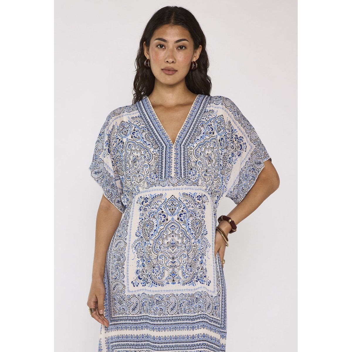 Robe imprimée droite BENEDICTE bleu, Maison 123