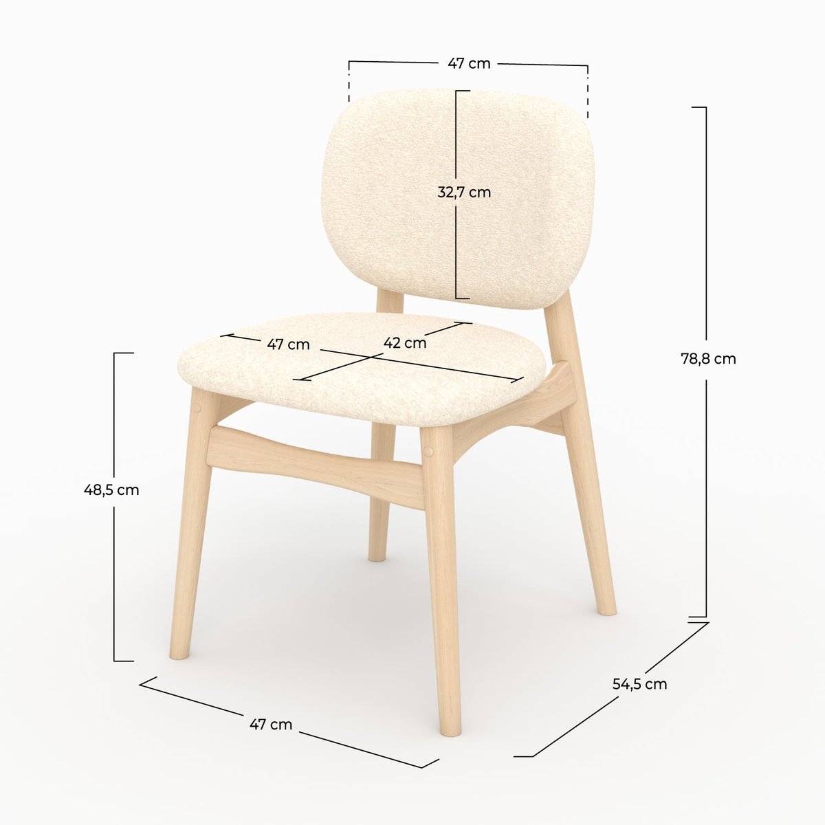 Lot de 2 chaises en tissu bouclé - PAULETTE beige, MAISON PAVANE