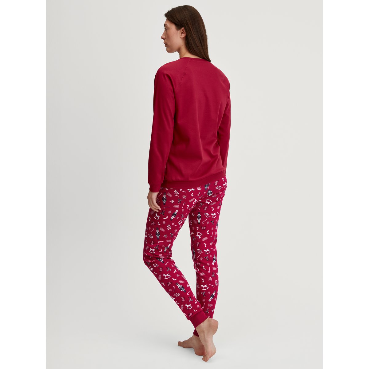 Pyjama avec bords élastiques manches longues Coton FAMILY & FRIENDS deep rouge, CALIDA