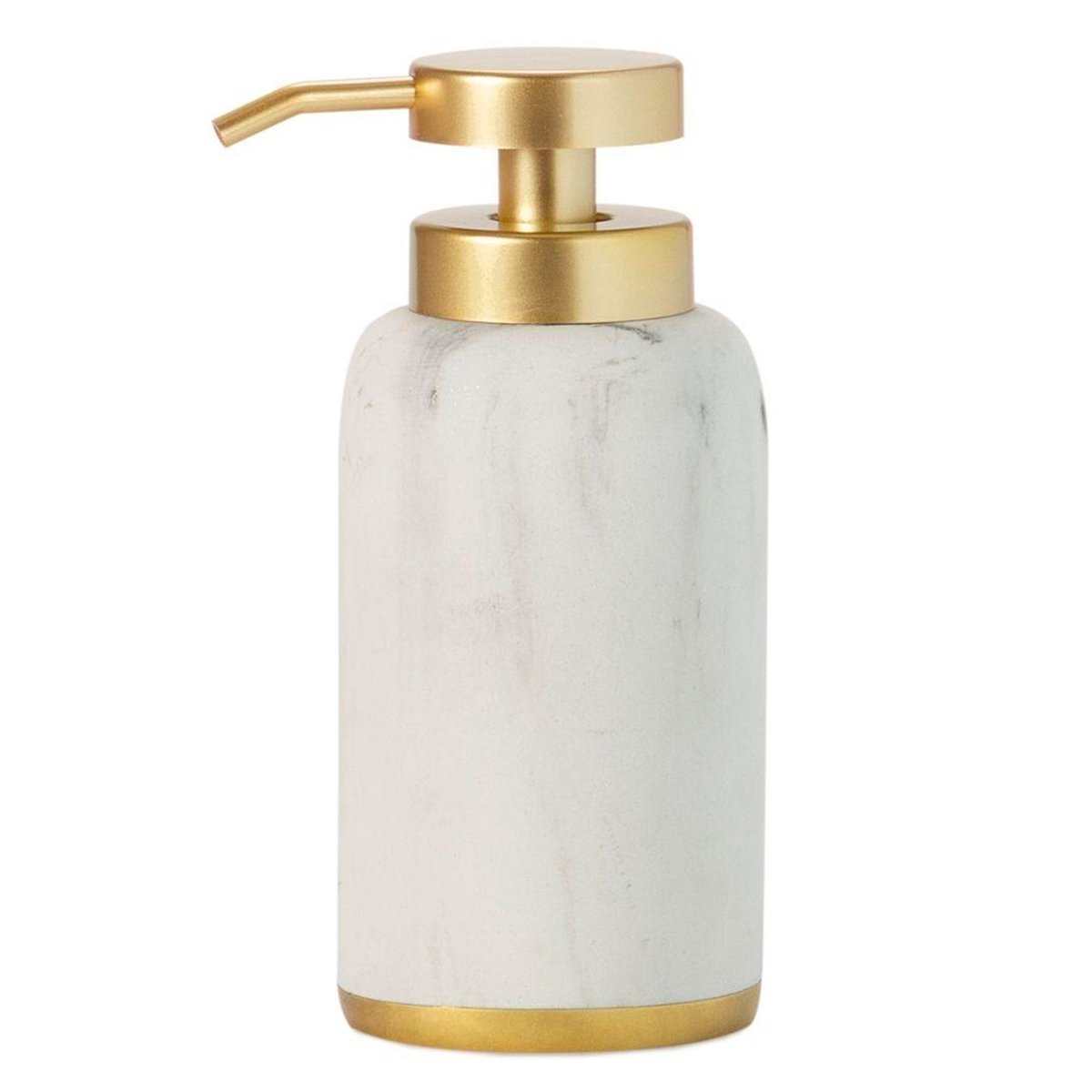 Distributeur de savon résine effet marbre blanc et doré blanc, WADIGA