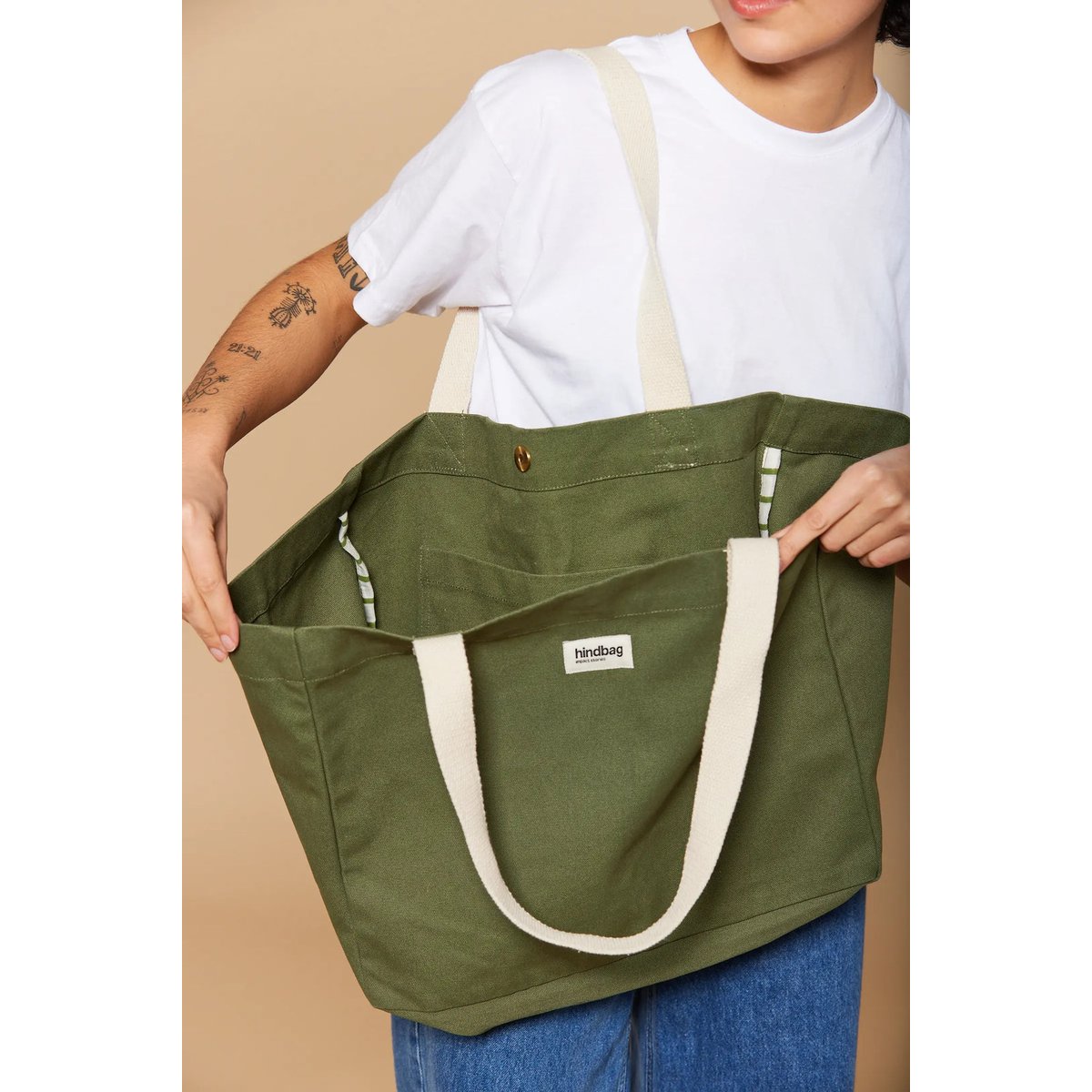 Cabas CLAUDE vert olive, HINDBAG