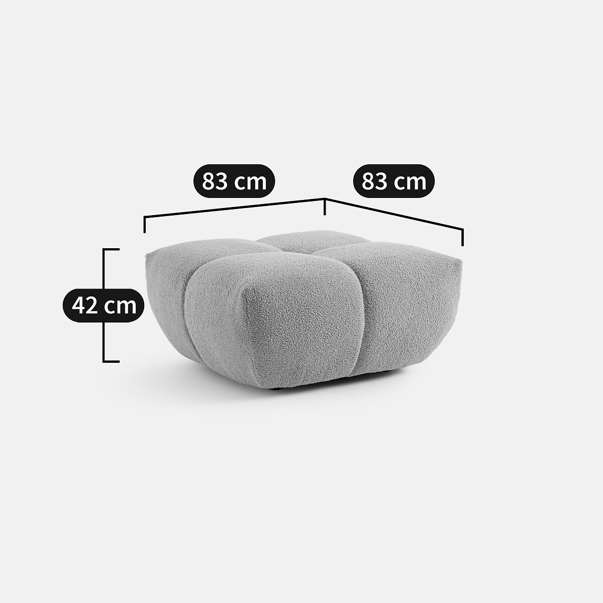Pouf, en tissu matelassé, largeur 83 cm, NURIA jaune, LA REDOUTE INTERIEURS
