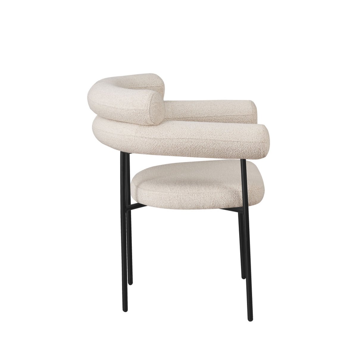 Lot de 2 fauteuils de table en tissu bouclette et métal- NORI écru, DRAWER