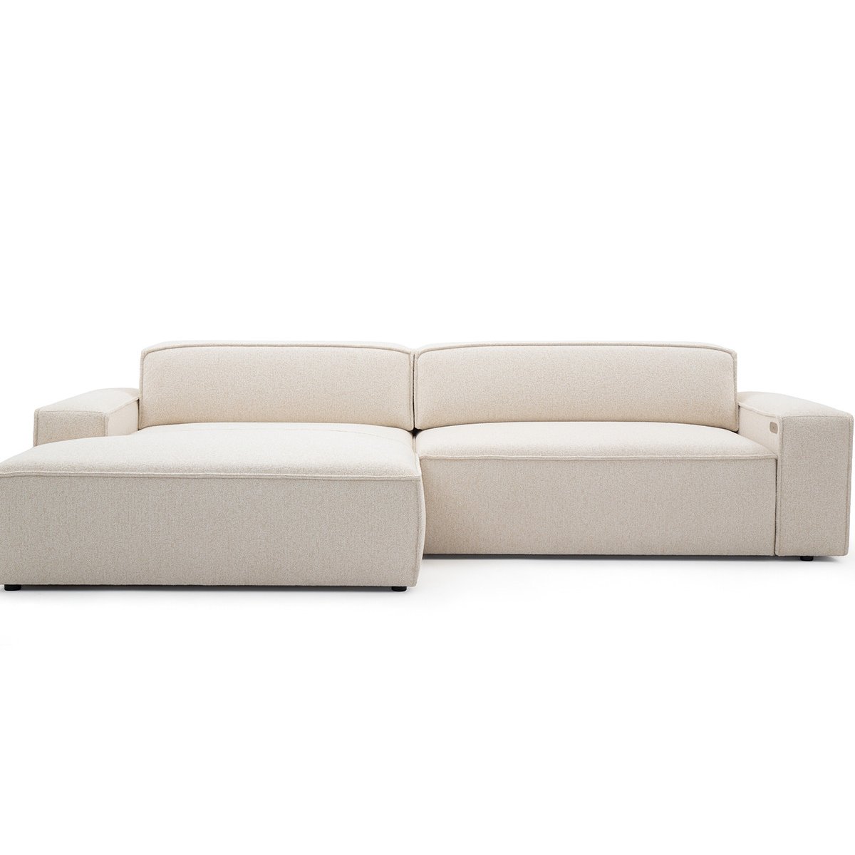 Canapé d'angle convertible 3 places en tissu chiné, ABEL beige, BOBOCHIC