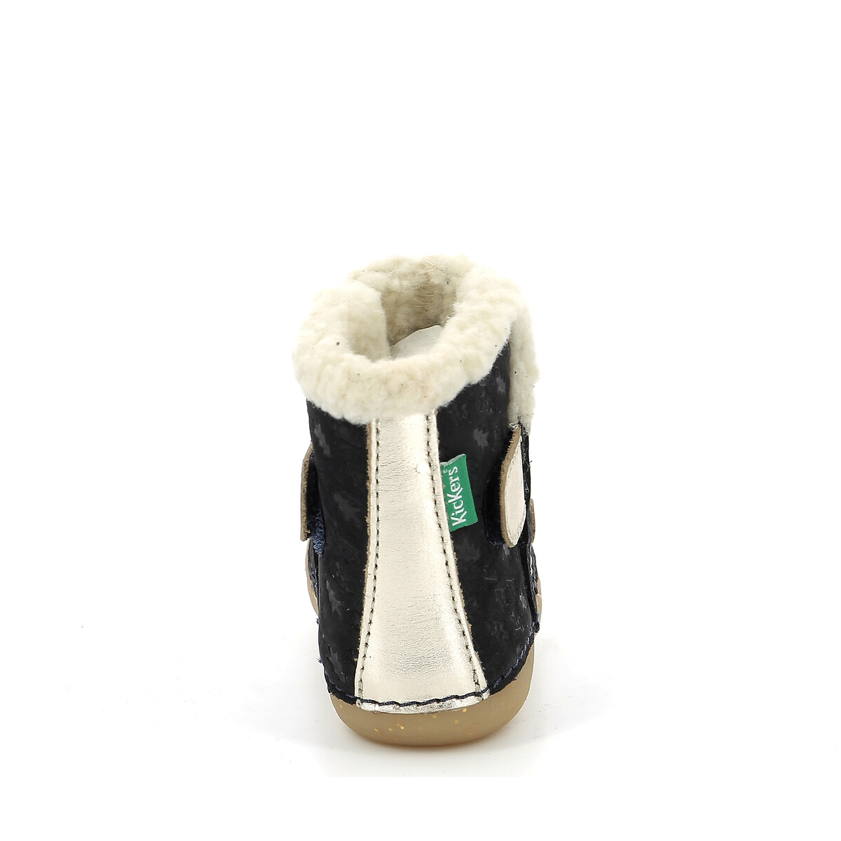 Kids So Windy Calf Boots in Leather with Flexible Sole and Faux Fur navy blue, KICKERS