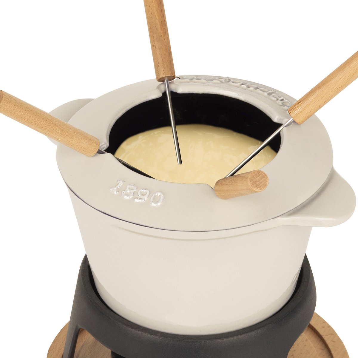 La Fonderie 1890 Mont Joly - Set à fondue en fonte 4 personnes couleur unique, LA FONDERIE