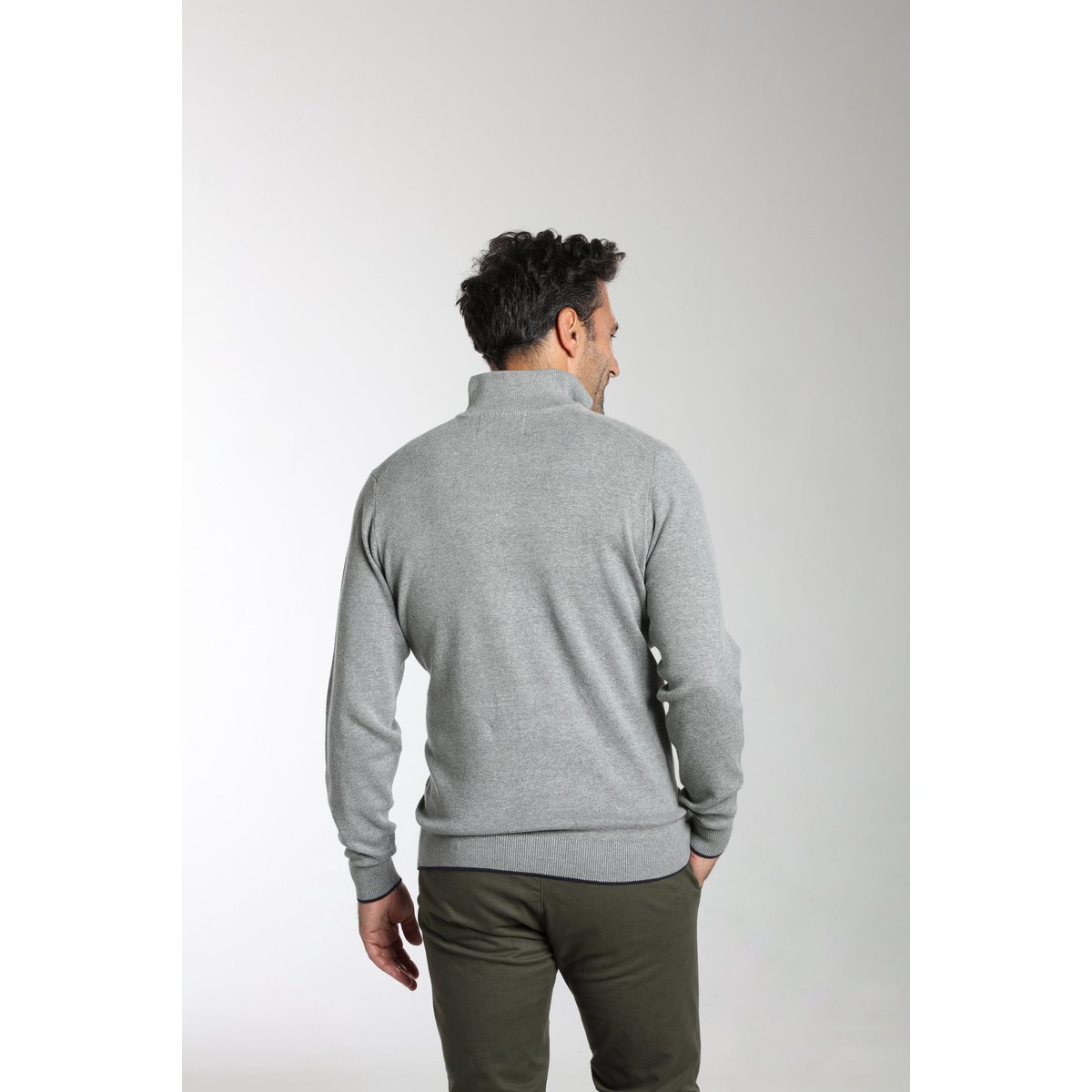 Pull col camionneur en coton MILANO CAMIONNEUR gris, GENTLEMAN FARMER