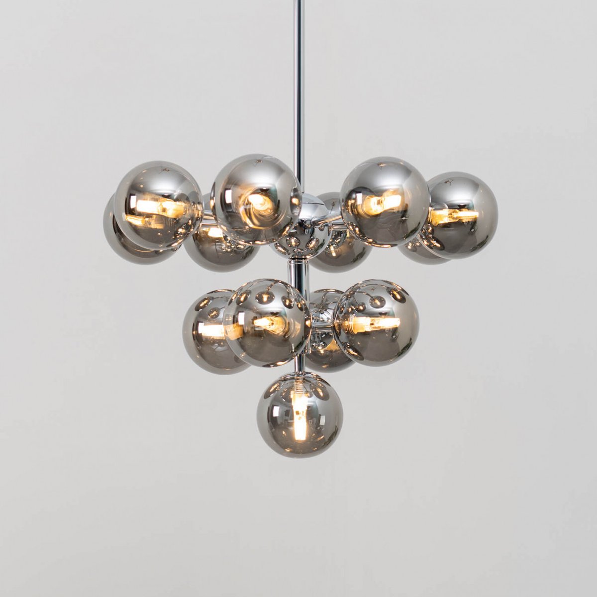 Suspension élégante à sphères verre - NIZZALO argenté / chromé, KOSILUM