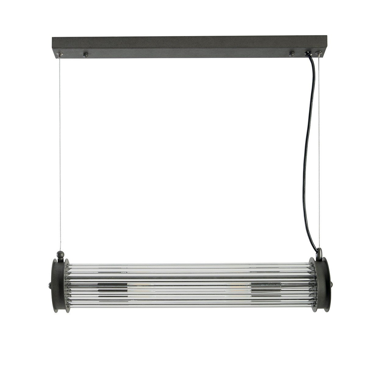 Suspension tube simple verre métal gris gris, SIGNATURE