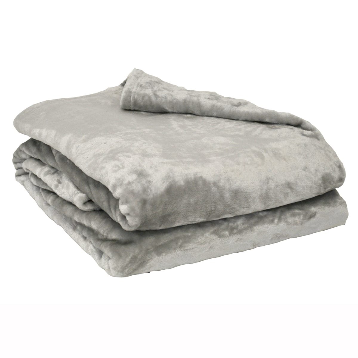 Couverture plaid microvelours 280 g/m² VELUDO gris clair, LINANDELLE