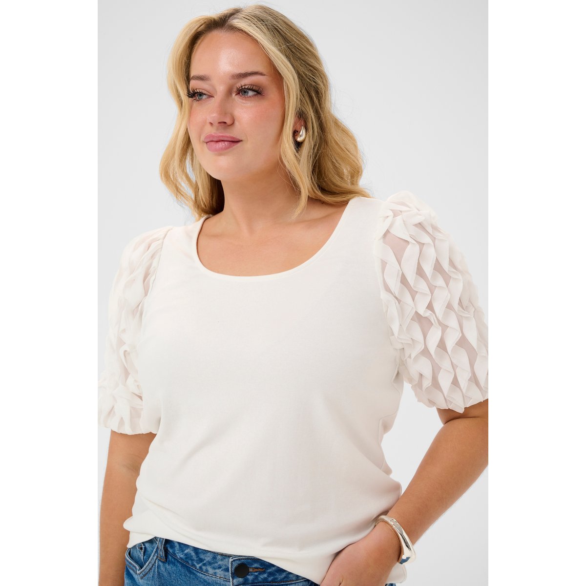 T-shirt à manches courtes blanc chalk, KAFFE CURVE