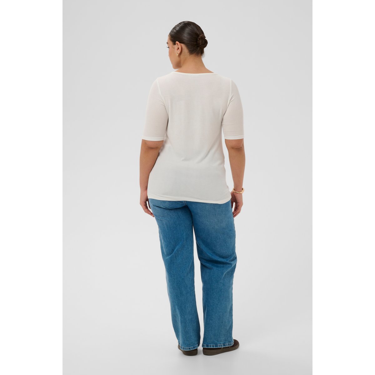 T-shirt blanc chalk, KAFFE CURVE