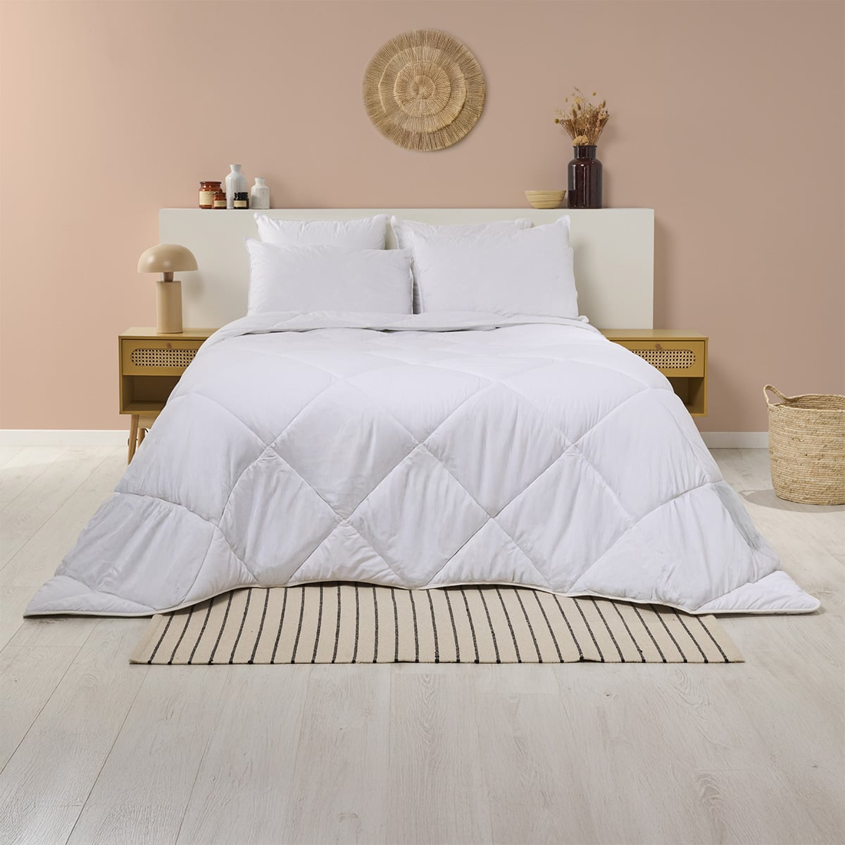 Pack tout en 1 Couette Chaude + Oreiller(s) LAVABLE à 95°C blanc, BLEU CALIN