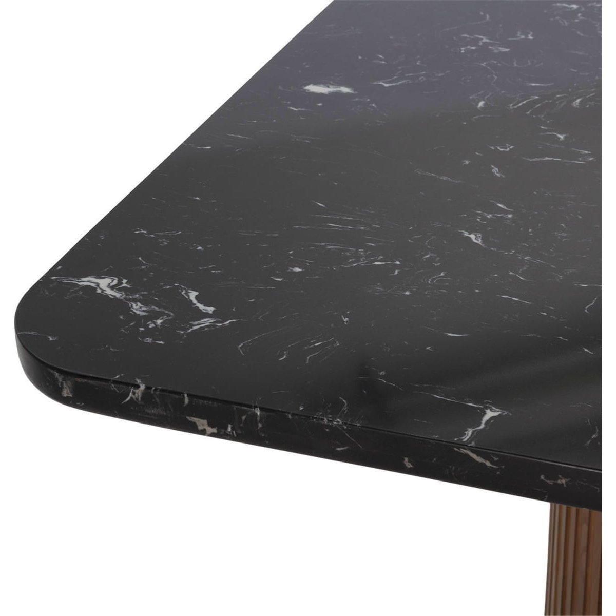 Table à manger en bois d'orme et marbre noyer, noir marquina et noir mat, RECOLLECTION
