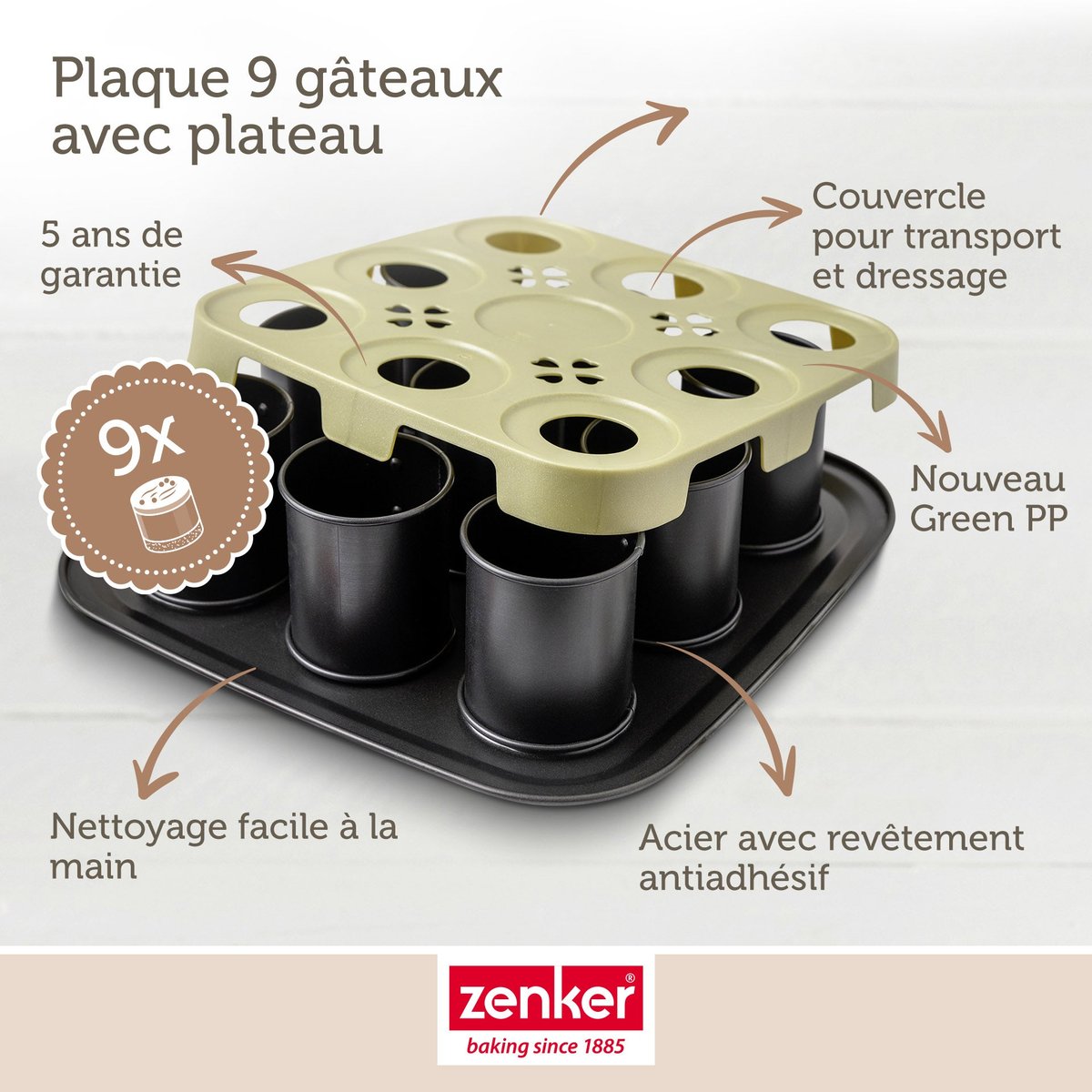 Lot de 2 moules à gâteaux 29/29 cm en acier BAKE CLICK AND GO noir, ZENKER