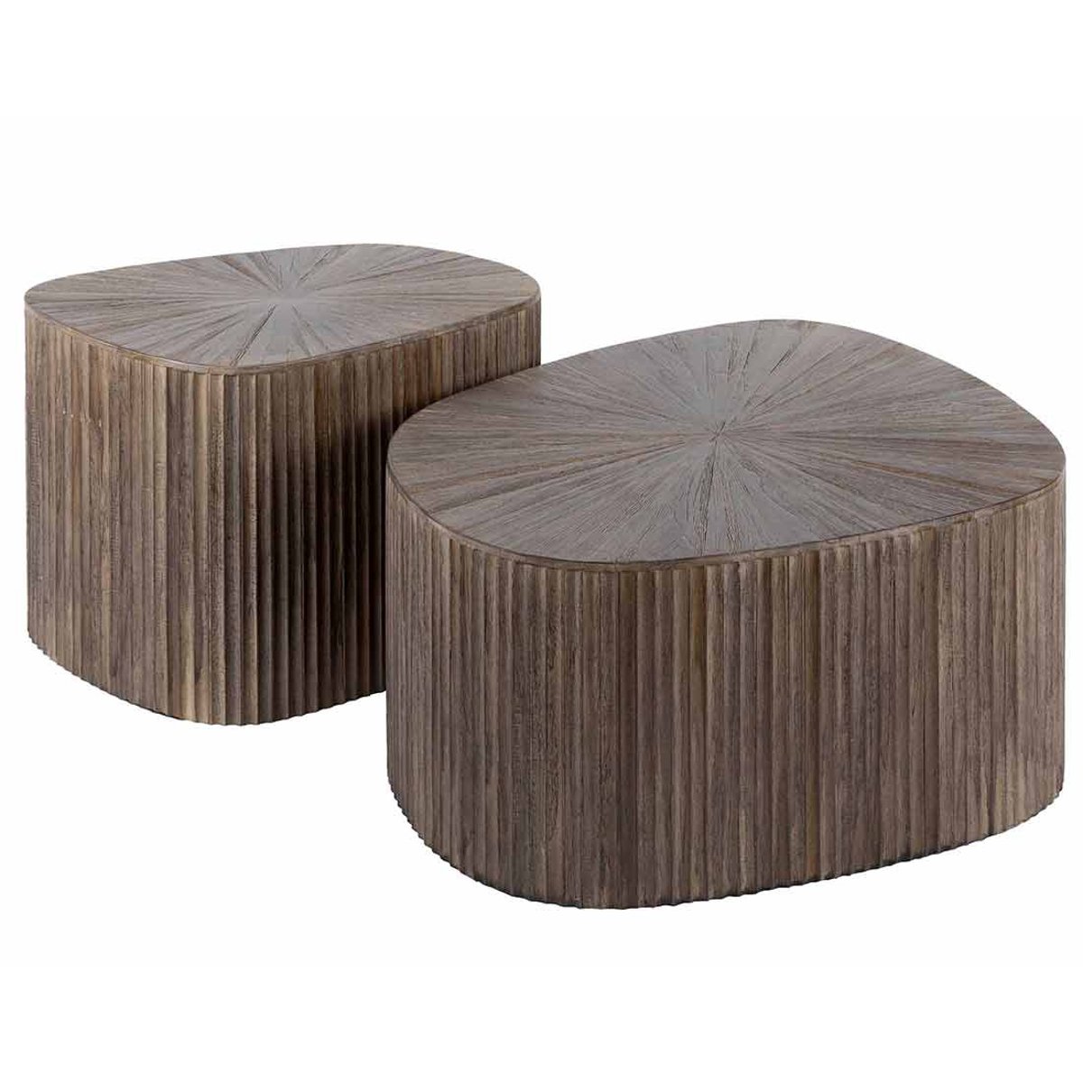 Lot de 2 tables basses gigognes en teck massif, TANIA bois, BEST MOBILIER