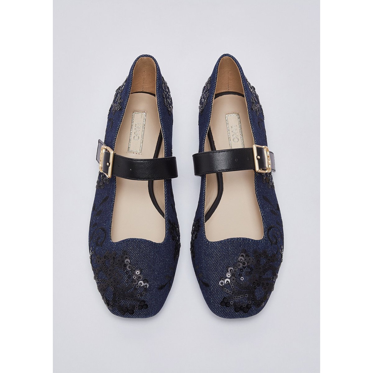 Ballerines en denim avec broderies denim foncé, LIU JO